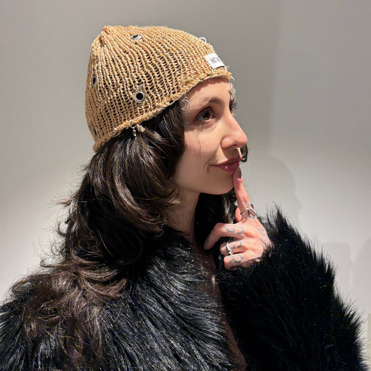 Sand Mesh Knit Hat