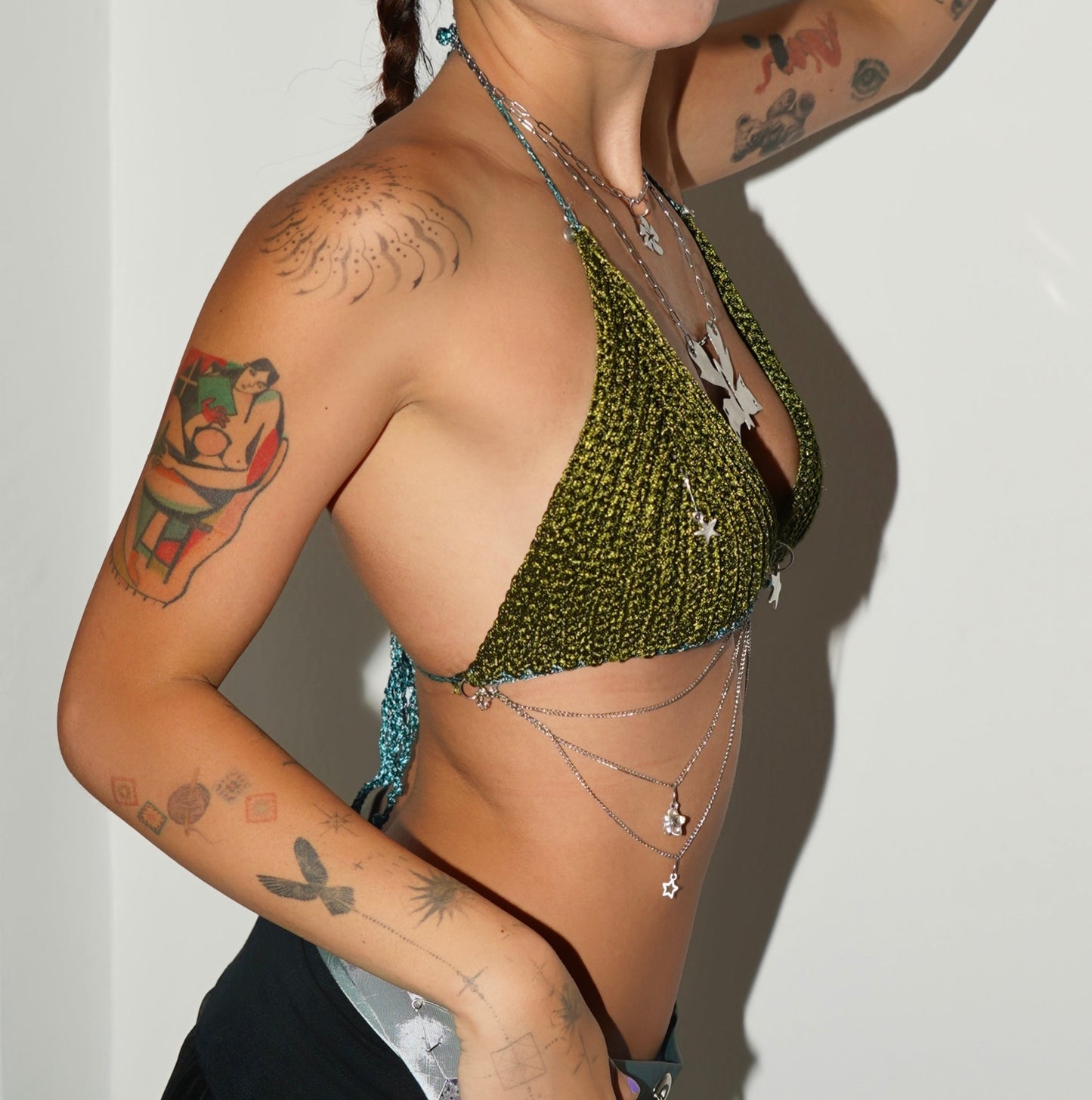 Sea Moss Bikini Top with Chains
