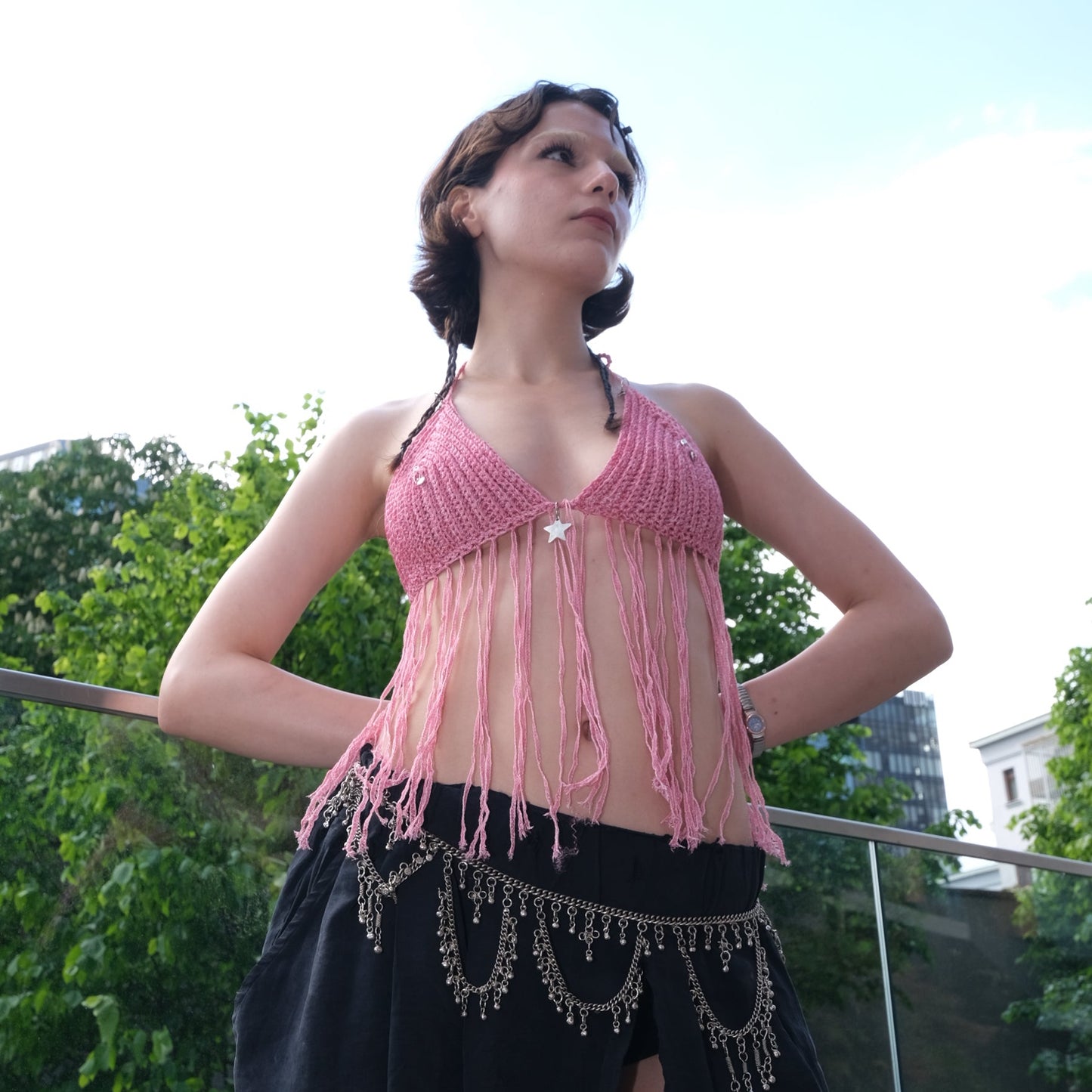 Pink Fringe Top