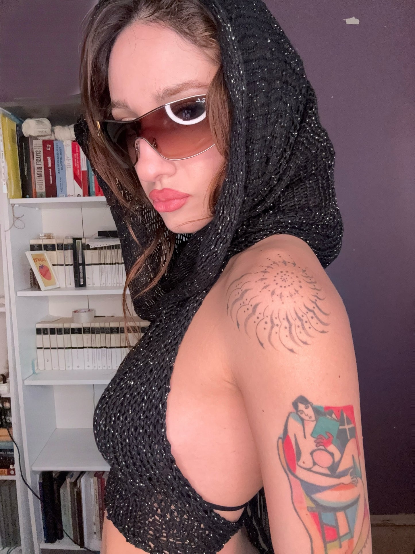 Black Hoodie Knit Top