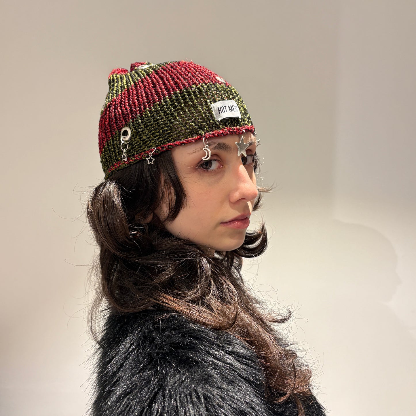 Red Rot Mesh Knit Hat