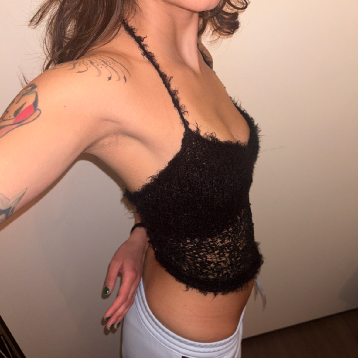 Black Lace Knit Top