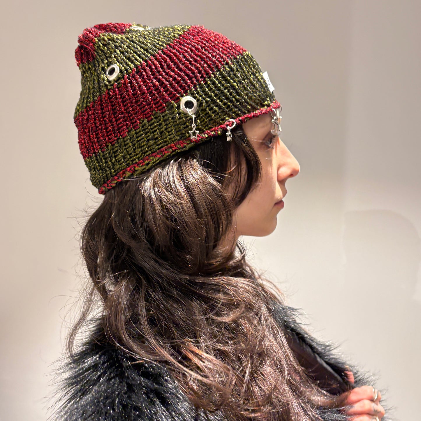 Red Rot Mesh Knit Hat