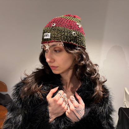 Red Rot Mesh Knit Hat