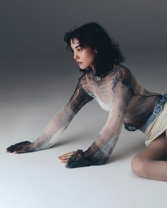 Messy Web Knit Sweater - Moon