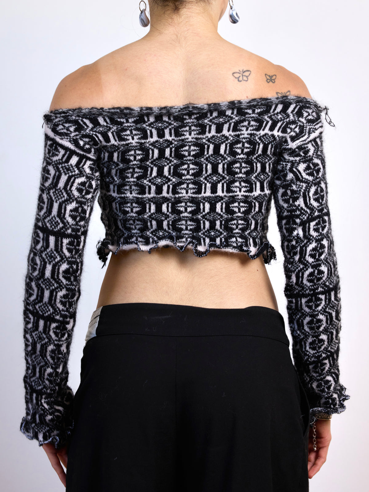 Monochrome Glitch Off Shoulder Top