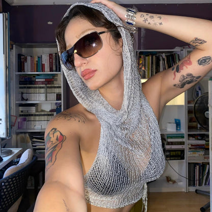 Silver Knit Crop Top