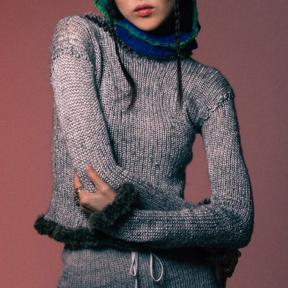 Grey Fur Knit Sweater