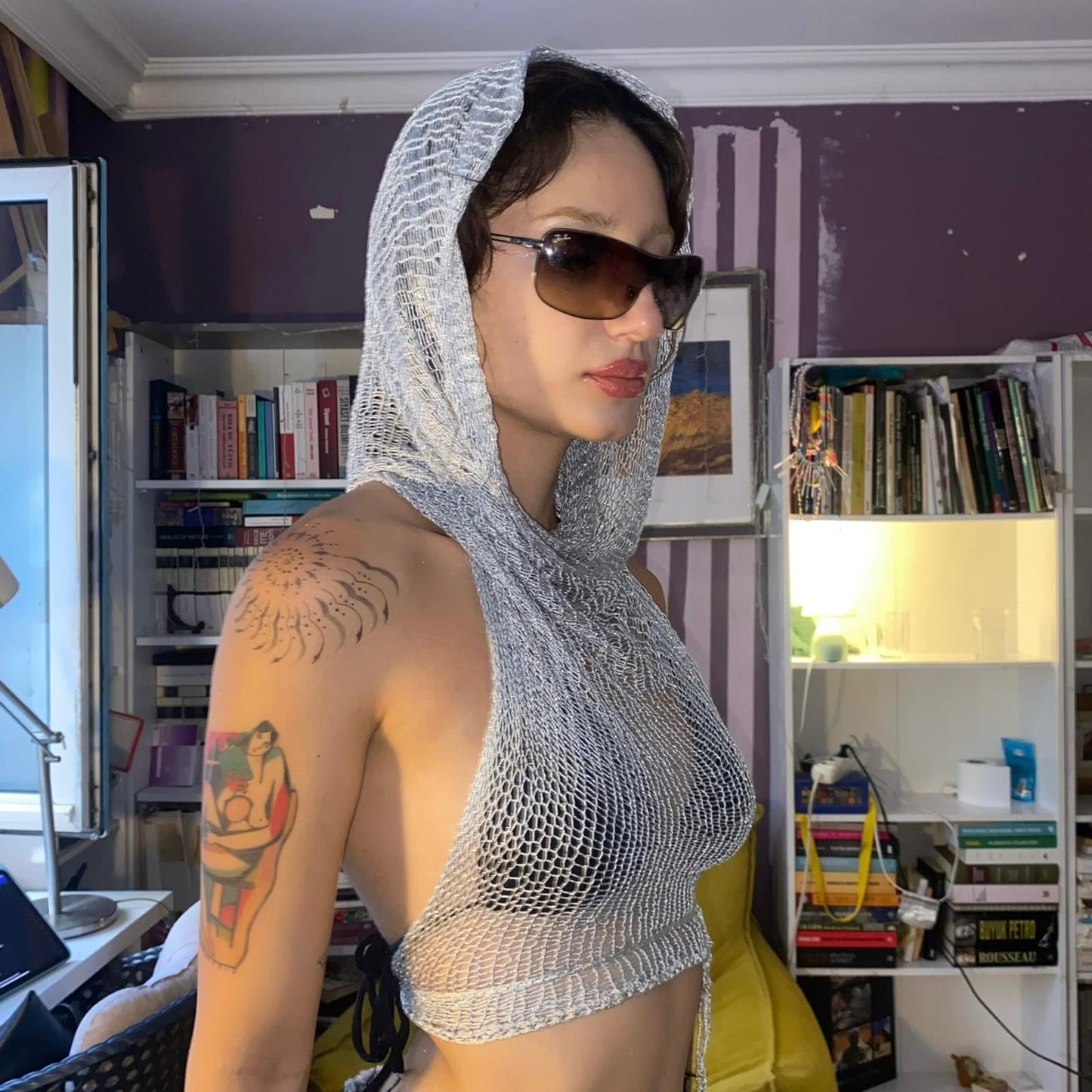 Silver Knit Crop Top
