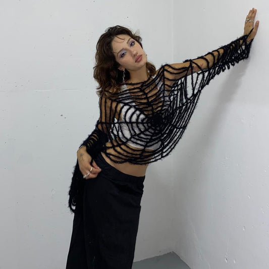 Black Spider Web Sweater