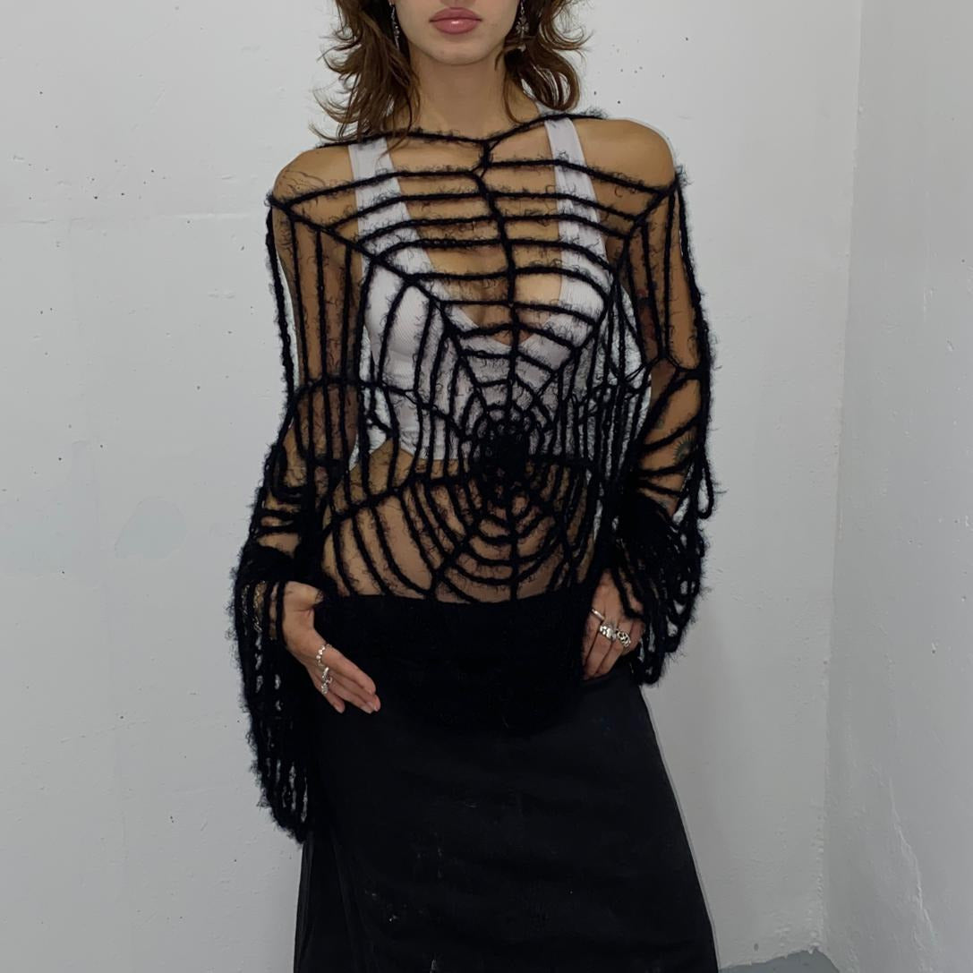 Black Spider Web Sweater