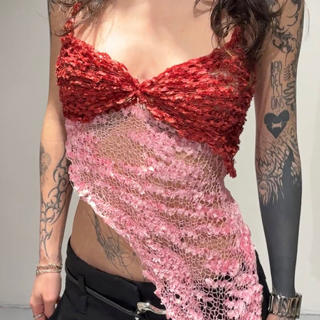 Mesh Knit Top - Cherry