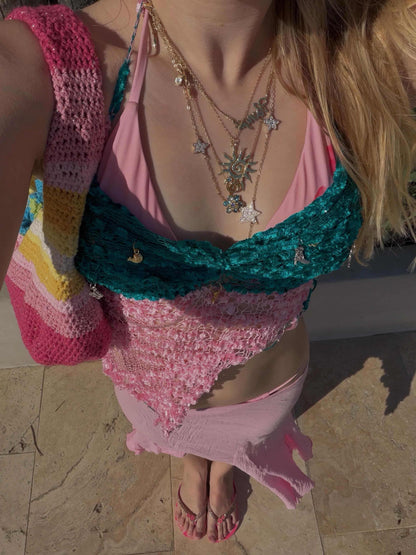Mesh Knit Top - Aquamarine