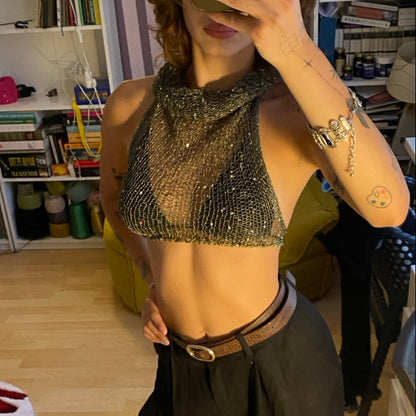 Silver Green Knit Top