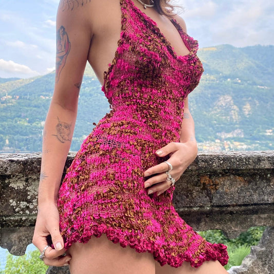 Pinky Rose Mesh Dress