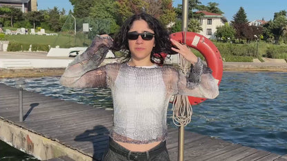 Messy Web Knit Sweater - Moon