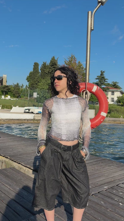 Messy Web Knit Sweater - Moon