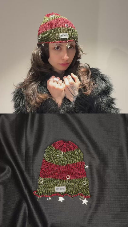Red Rot Mesh Knit Hat