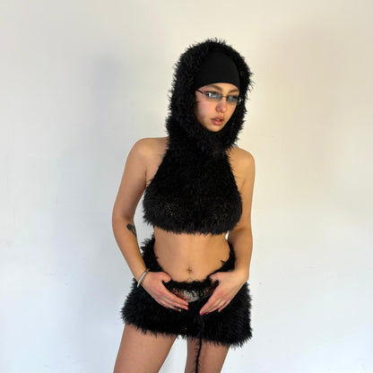 Black Hoodie Knit Set