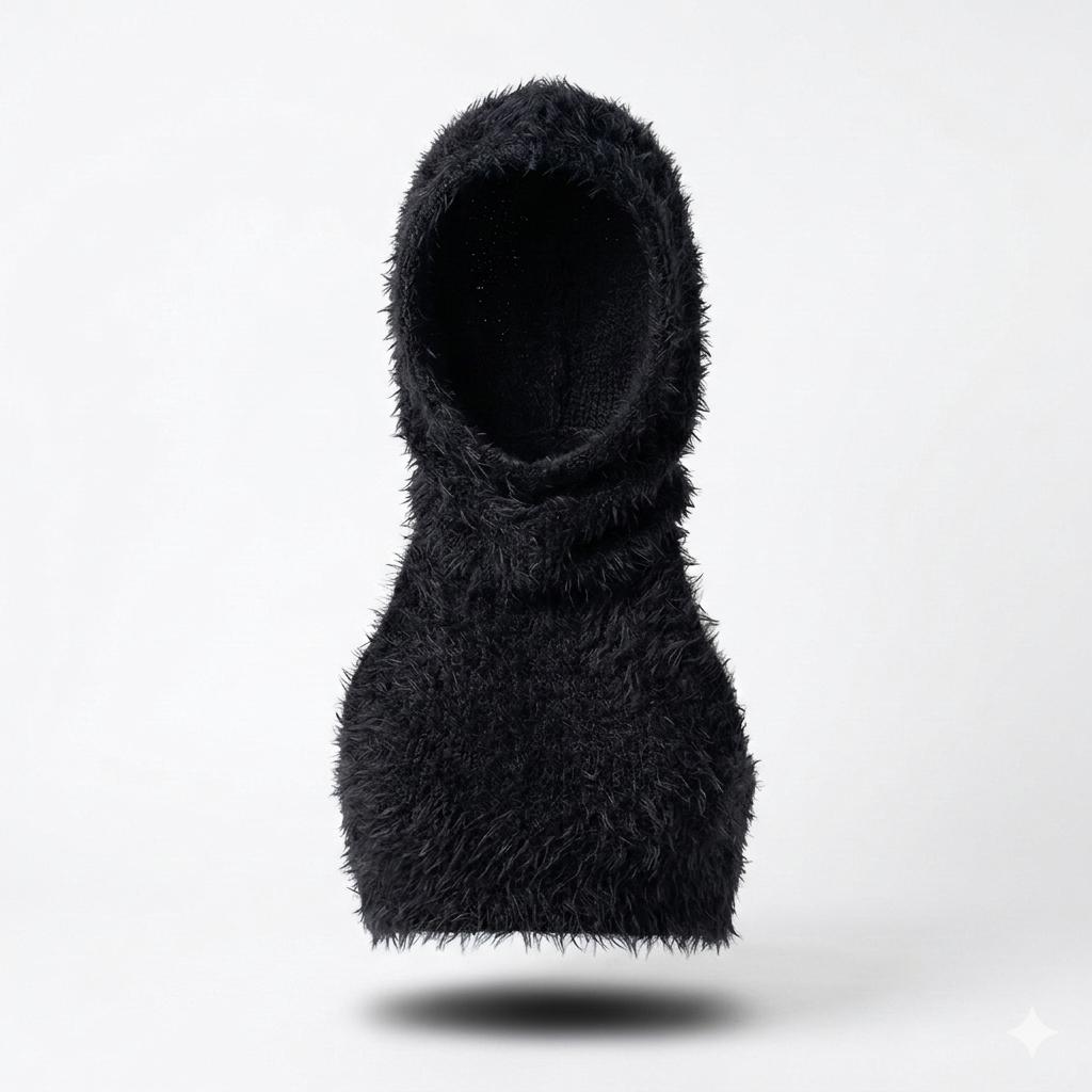 Black Fur Knit Top